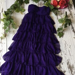 Royal purple 8 tier ruffle dress formal